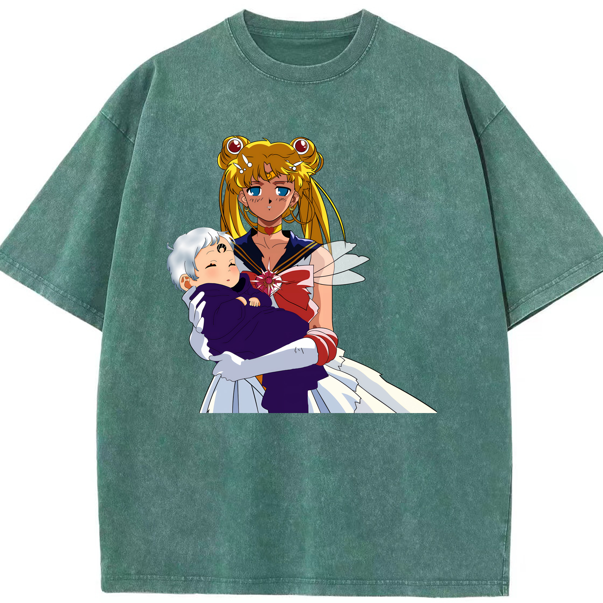 （画像用） 美少女戦士セーラームーン 月野 うさぎ つきの うさぎ Sailor Moon Tsukino Usagi 綿100% ヴィンテージ風 半袖Tシャツ（フロントプリント）